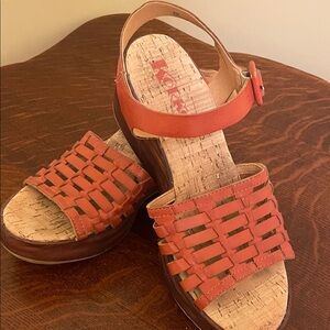 Kork-Ease Women's Coral Woven Leather Cork Wedge Sandals